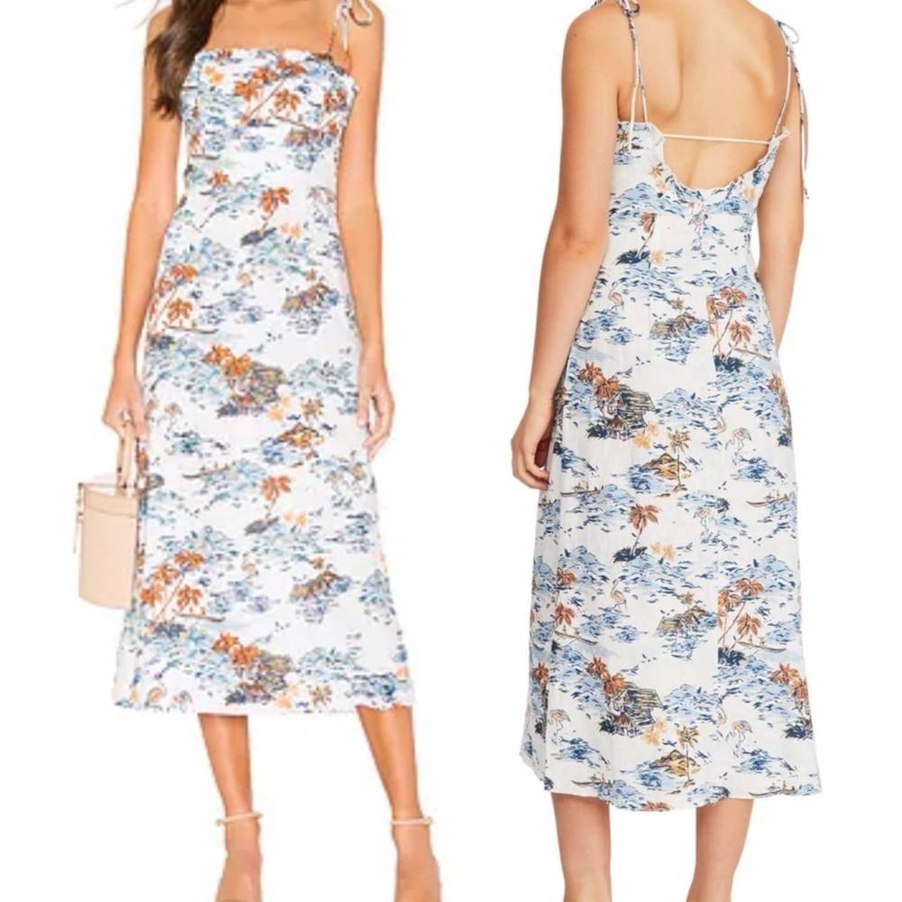 Free People Sz 4 Beach Party Flamingo Linen Blend Dress